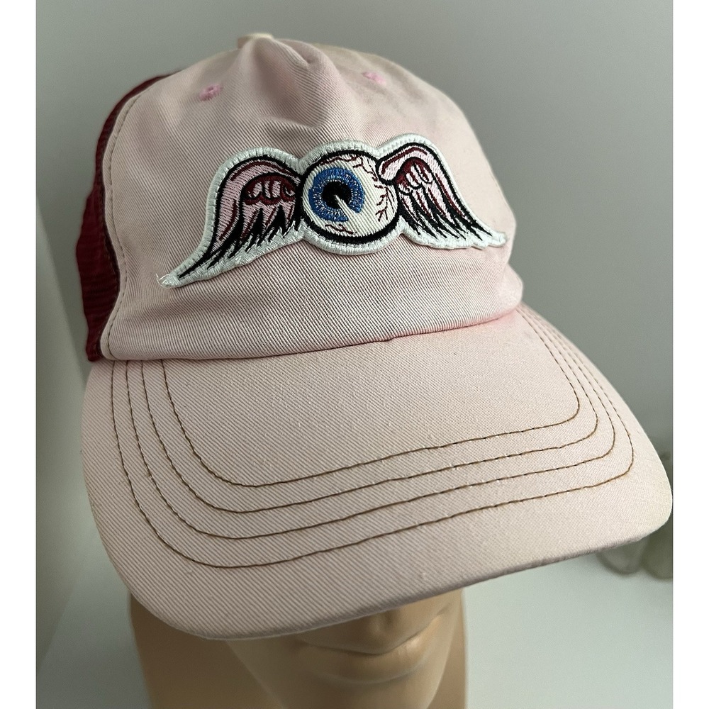 Von Dutch Pink Burgundy‎ Trucker Hat Adjustable Mesh Embroidered Eyeball Patch